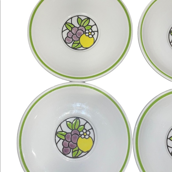 4 PC Fruit print Tiffany Metlox Poppy Trail Pottery Saucer plates California - Picture 3 of 5